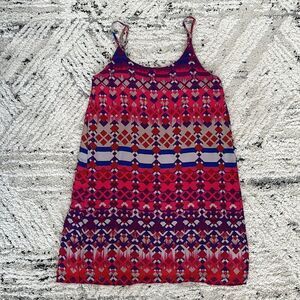 Aztec pattern Pink Purple Blue Tan Red Dress